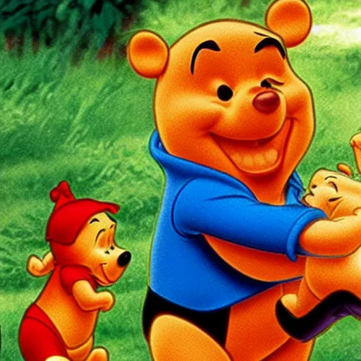 Prompt: nic cage in winnie the pooh, disney,