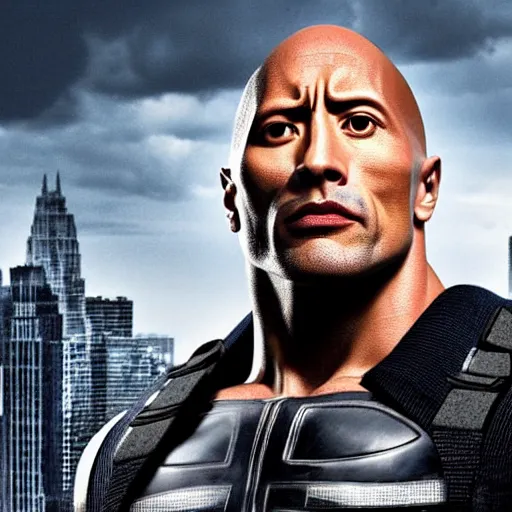 Image similar to Dwayne Johnson in the punisher digital art 4k detailed super realistic