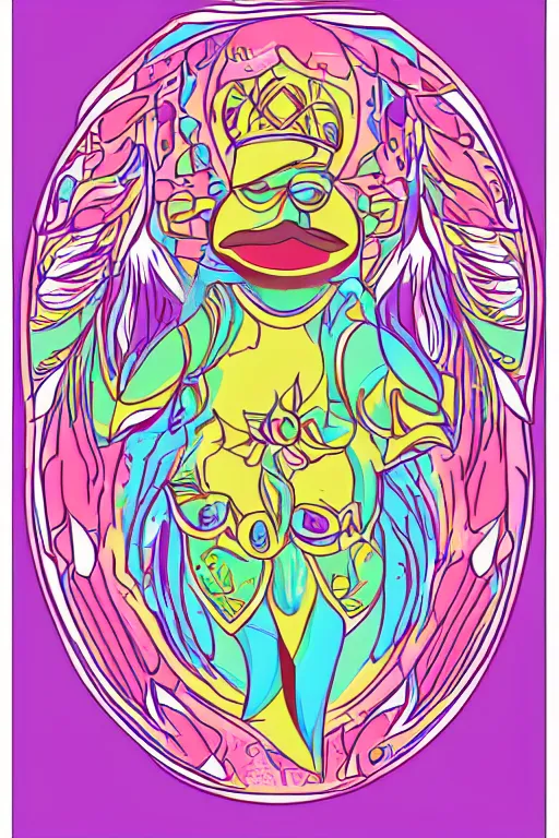 Prompt: a vector illustration of a duck goddess