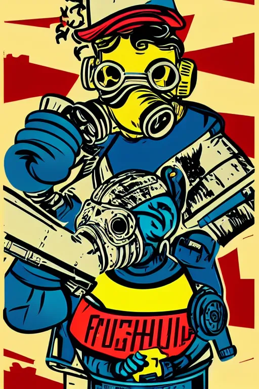 Image similar to fallout 7 6 retro futurist illustration art by butcher billy, sticker, colorful, illustration, highly detailed, simple, smooth and clean vector curves, no jagged lines, vector art, smooth andy warhol style