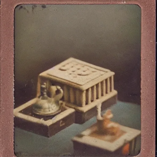 Image similar to a isometric view of an ethnographic object on display, poetical, dream, unconscious, alternative world, sx 7 0 photography