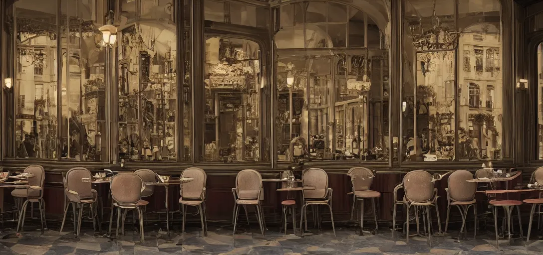 Image similar to a photorealistic render of a parisian cafe at lunch time but all the chairs look like the iron throne, iron throne from game of thrones, fancy french waiters, ultra detailed face, 8 k, artstation, volumetric lighting, smooth, highly detailed, octane render, by andres rocha and albert bierstadt and greg rutkowski