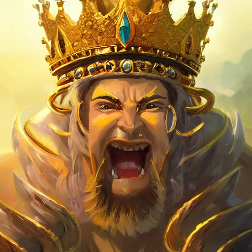 Prompt: a golden majestic king crown with gemstone carved into it, yellow theme, bright art masterpiece artstation. 8 k, sharp high quality artwork in style of jose daniel cabrera pena and greg rutkowski, concept art by tooth wu, blizzard warcraft artwork, hearthstone card game artwork, the crown