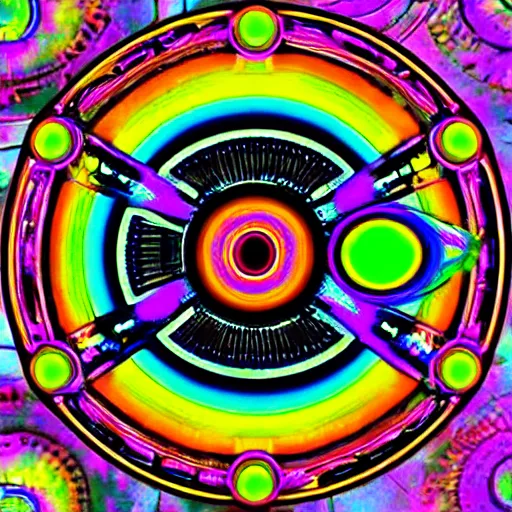 Image similar to cyberpunk neon colored blackhole mandala eye art