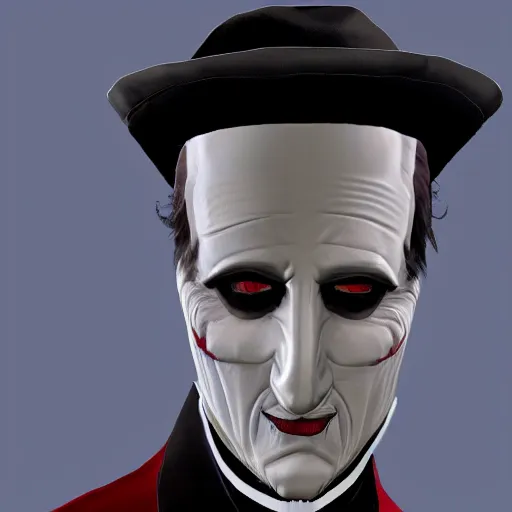 Image similar to cardinal copia from the band ghost as character in gta v, loading screen