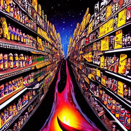 Image similar to a beautiful painting of falling into a blackhole in the beer isle, bold colors, dramatic lighting, great composition, detailed, trending on artstation