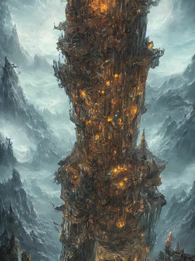 Image similar to a tower on the edge of forever, fantasy art, detailed, cinematic