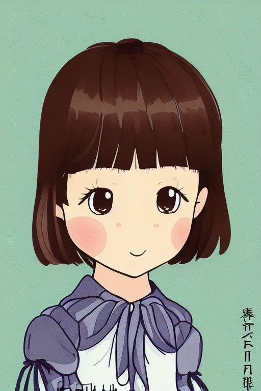 Image similar to portrait of a cute mamoru chiba style illustration of a young girl mamoru chiba style