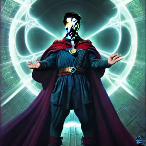 Prompt: cinematic portrait of Doctor Strange from the DC universe, only head and chest, intricate, desaturated, Tim Hildebrandt, Wayne Barlowe, Bruce Pennington, donato giancola, larry elmore, maxfield parrish, Moebius, Thomas Ehretsmann, oil on canvas, gouache painting, masterpiece, trending on artstation, cinematic composition, dramatic pose, volumetric lighting, sharp, details, hyper-detailed, HD, 4K, 8K