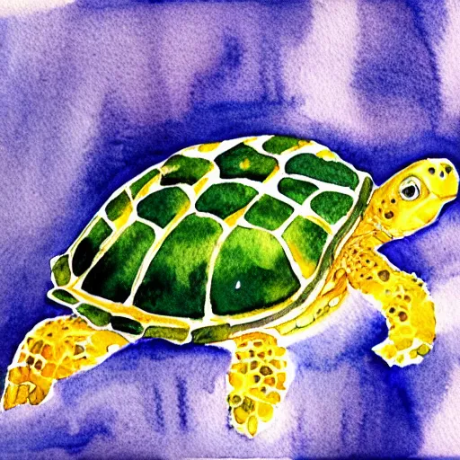 Prompt: watercolor painting of a turtle