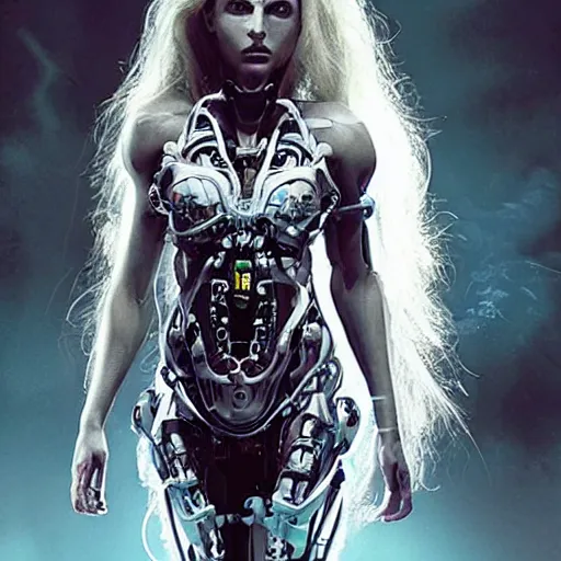 Image similar to amazing movie still of a bio-cybernetic mutant female beast-human