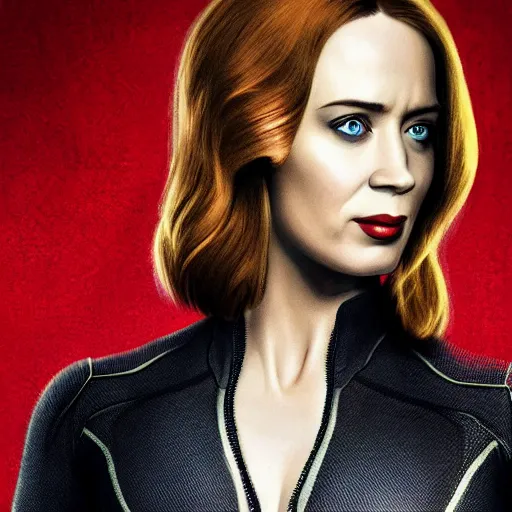 Prompt: portrait of Emily Blunt as the marvel superhero Natasha Romanoff aka Black Widow