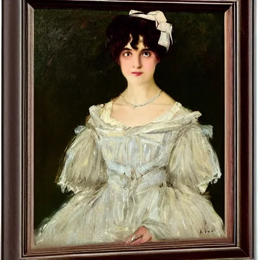 Image similar to a young woman at the ball by alfred stevens