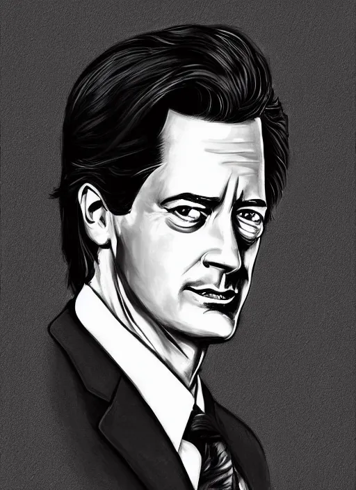 Image similar to portrait of kyle maclachlan as dale cooper by hein heckroth
