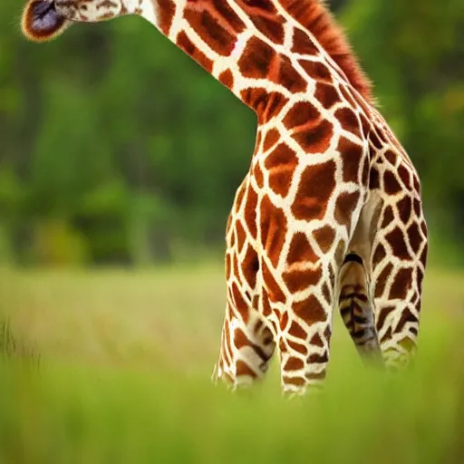 Prompt: cat giraffe hybrid, bold natural colors, national geographic photography, masterpiece, full shot, grass landscape, award winning