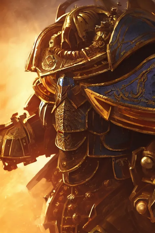 Image similar to armor portrait heros warhammer 4 0 k horus heresy fanart - the primarchs emperor by johannes helgeson animated with vfx concept artist & illustrator global illumination ray tracing hdr fanart arstation zbrush central hardmesh 8 k octane renderer comics stylized