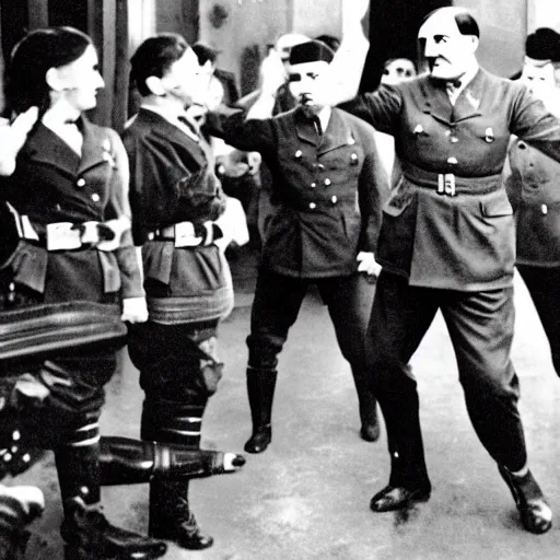 Prompt: adolf hitler dancing ricardo milos dance