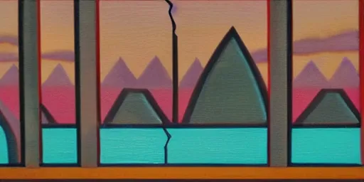 Prompt: Art deco style oil on canvas, landscape from an adventure game theme wizards and cowboys