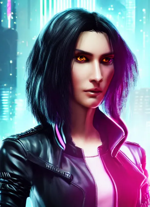 Prompt: black haired woman in a trench coat in a black cyberpunk 2 0 7 7, pink and blue phoenix wings, intricate, highly detailed, face enhance, realistic