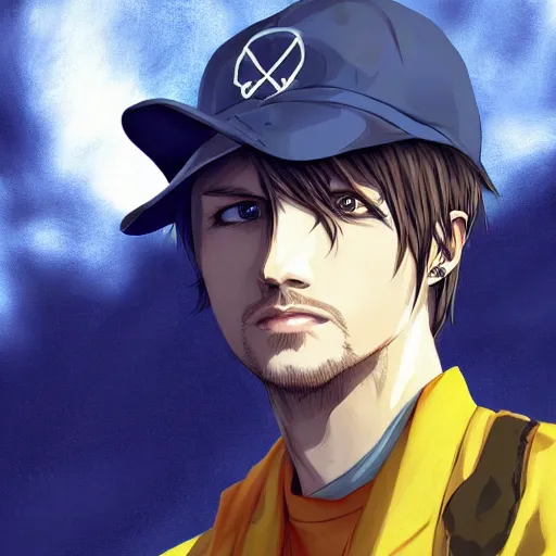 Image similar to portrait of jesse pinkman as the user of blue flames, anime fantasy illustration by tomoyuki yamasaki, kyoto studio, madhouse, ufotable, trending on artstation