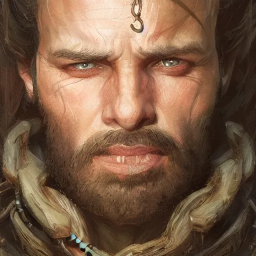 Image similar to the merchant of the east realistic fantasy d & d character, closeup portrait art by donato giancola and greg rutkowski, realistic face, digital art, trending on artstation