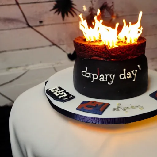 Image similar to bibpday cake on fire