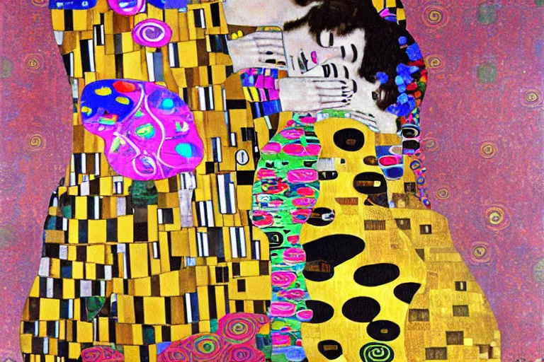 Prompt: gustav klimt lisa frank vw beetle