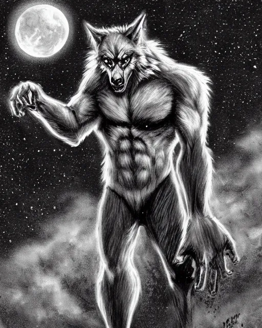 Prompt: character art of a werewolf, by ron spencer.