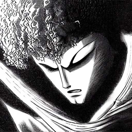 Image similar to space drawn by Kentaro Miura, high definition, photo realistic, manga