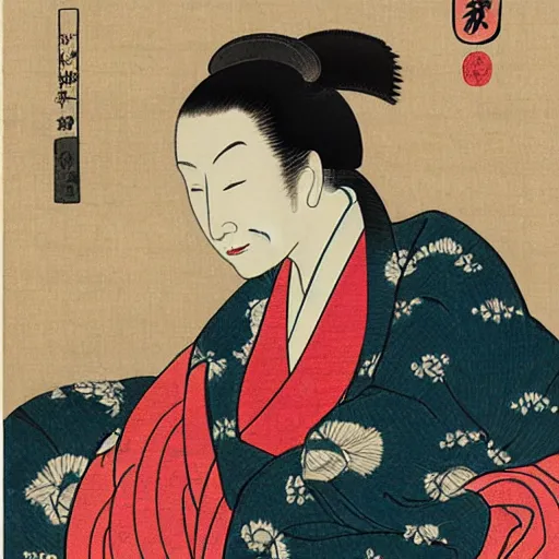 Image similar to portrait of cate blanchett in the style ok ukiyo-e