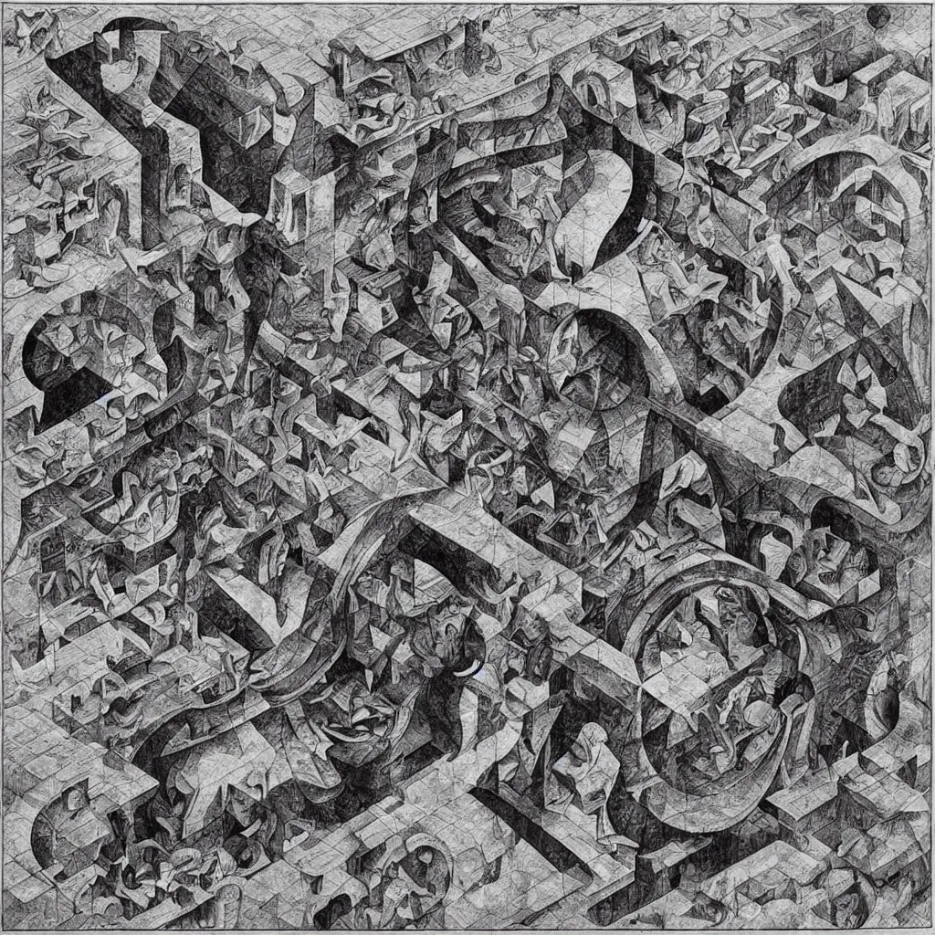 Prompt: subconscious psyche by escher