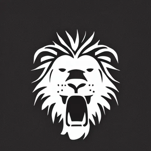 Prompt: minimal vector logo of a laughing lion head