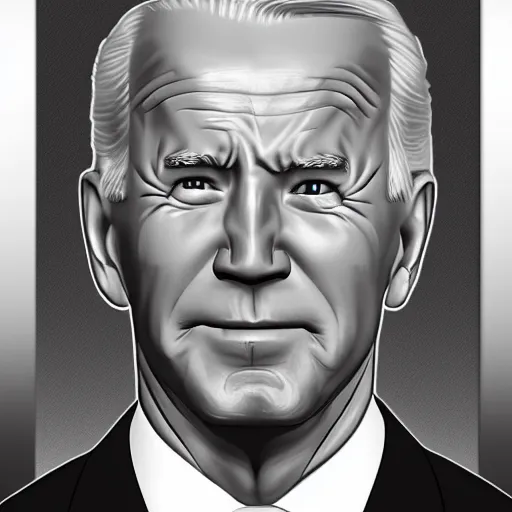 Prompt: muscular joe biden, greyscale, chiseled jawline, digital art, gigachad