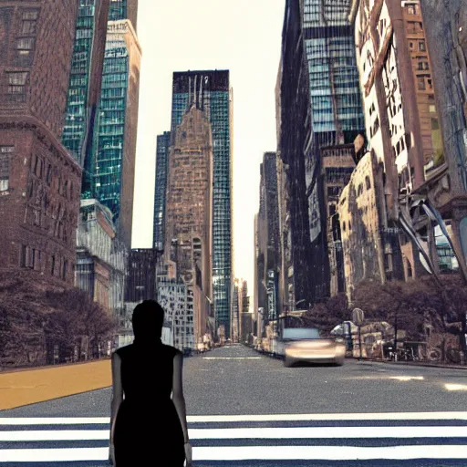 Image similar to 200 feet tall giantess walking through new York, digital art