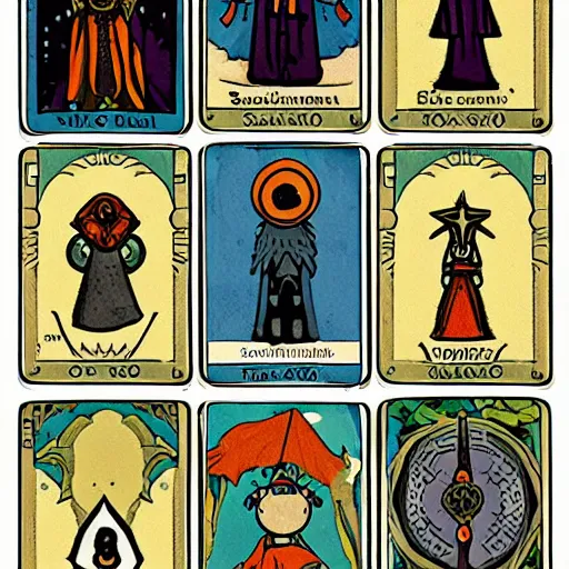 Image similar to tarot cards featuring snoo the avatar of reddit