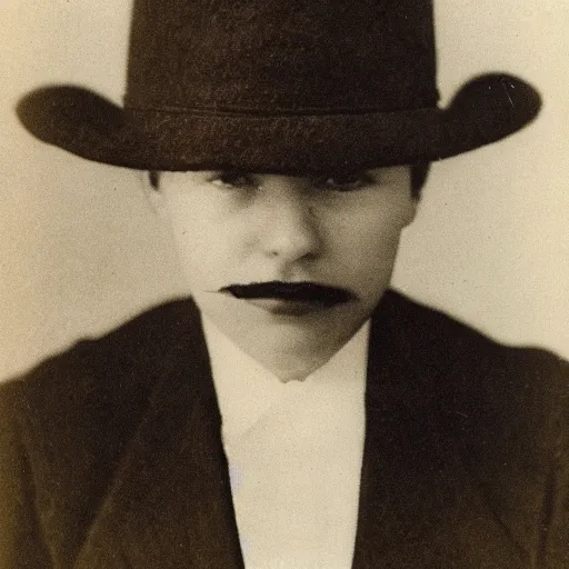 Image similar to close up photo portrait of a 19th male detective in brimmed hat by Diane Arbus and Louis Daguerre