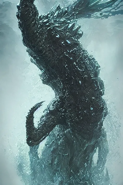 Prompt: water monster, dripping wet, siren, creature concept art, weta studios, Guillermo Del Toro