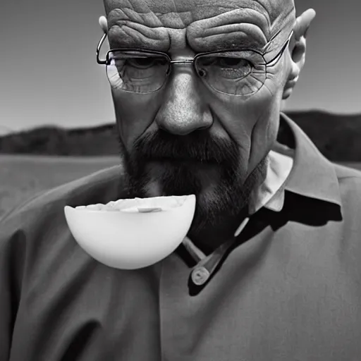 Image similar to walter white eating almond, photography,