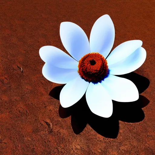 Image similar to a flower made of metal, 8 k, photorealistic, photograph, award winning, gloden hour, volumetric light