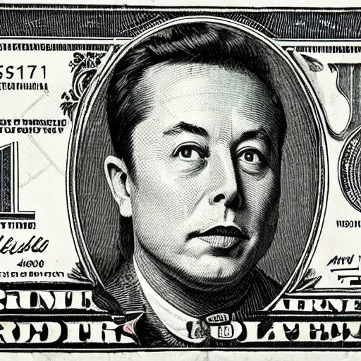 Image similar to Elon musk on the Mars Dollar bill