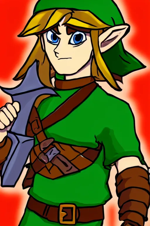 Image similar to an in game portrait of link from the legend of zelda cdi, zelda cdi art style.