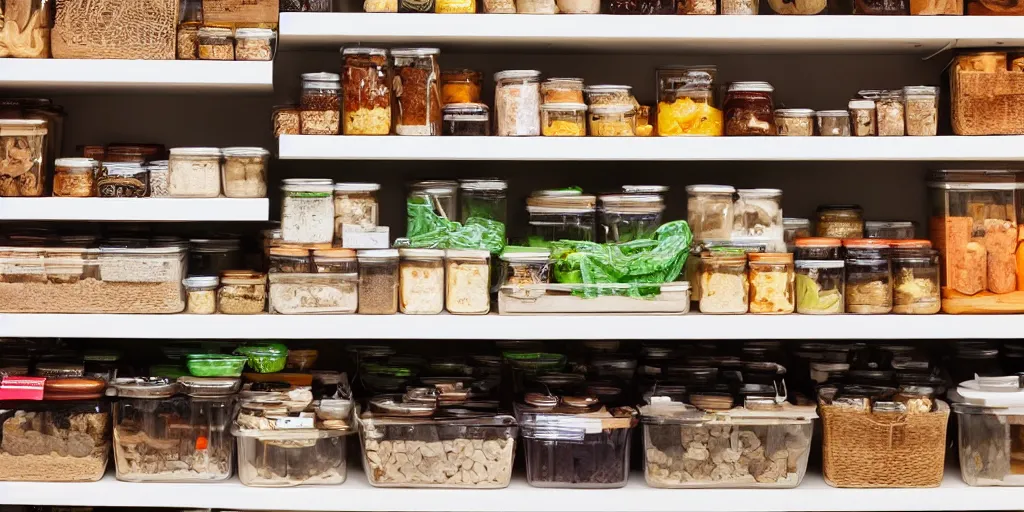 Image similar to Shelves lined with foods, texture