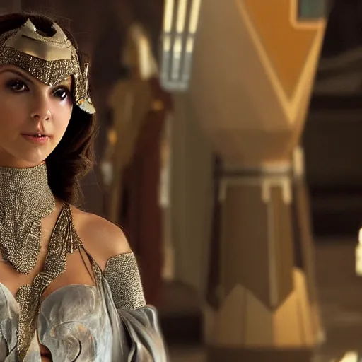 Image similar to victoria justice with huge chest as princess padme in star wars, 8k resolution, full HD, cinematic lighting, award winning, anatomically correct