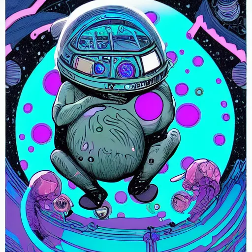 Image similar to the alien cosmic psychedelic tardigrade that awaits you at the end of all of space and time, by josan gonzalez