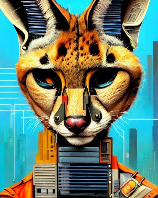 Image similar to a portrait of an anthropomorphic cyberpunk serval by sandra chevrier, by jon foster, detailed render, tape deck, epic composition, cybernetics, 4 k realistic, cryengine, realistic shaded lighting, sharp focus, masterpiece, by enki bilal