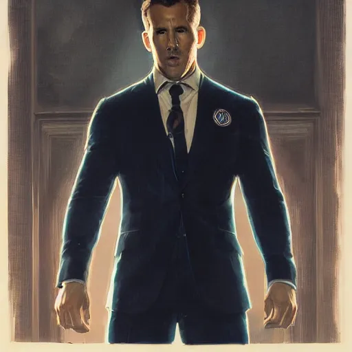 Image similar to ryan reynolds as spider - man, wearing a black and blue suit, cinematic, volumetric lighting, f 8 aperture, cinematic eastman 5 3 8 4 film, photorealistic by greg rutkowski, by stanley artgerm, by alphonse mucha