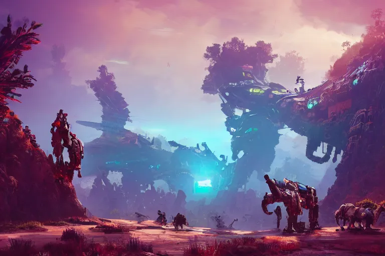 Image similar to tideripper machine mecanical creature robot of horizon forbidden west horizon zero dawn bioluminiscence global illumination ray tracing hdr fanart arstation by ian pesty and alena aenami artworks in 4 k