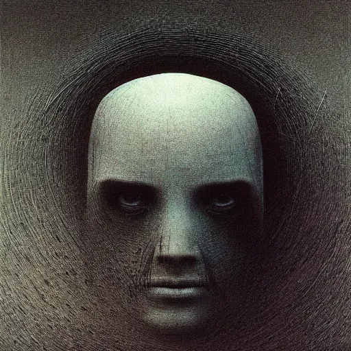 Image similar to “ crt monitor head, beksinski ”