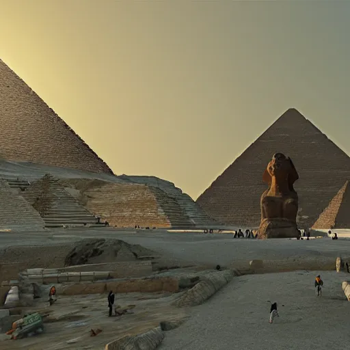 Prompt: the great sphere of giza next to sphinx, unreal engine,