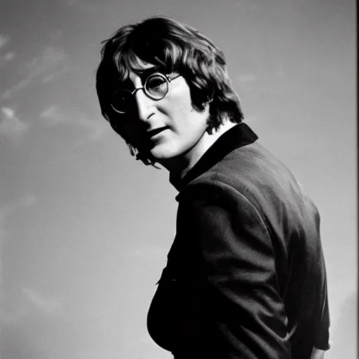 Image similar to john lennon as james bond, studio photograph, dramatic llghting